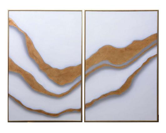 Gold Abyss (set Of 2) - 40" X 60" - Gold Floater Frame by Sunpan