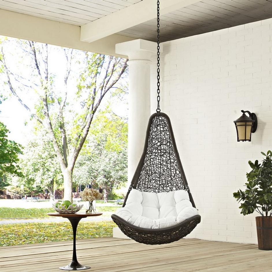 Subdue Outdoor Patio Swing Chair Without Stand In Gray White by Modway Furniture
