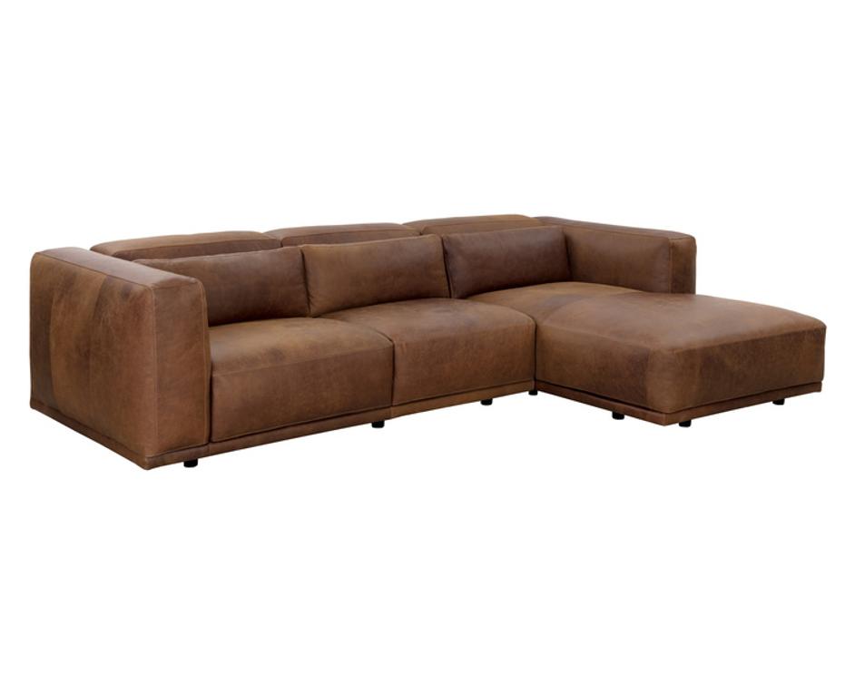 BEAU SOFA CHAISE - RAF - LUCIA TOBACCO LEATHER by Sunpan