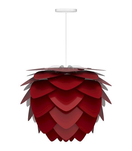Aluvia Medium Hardwired Pendant in Ruby with White Cord by UMAGE
