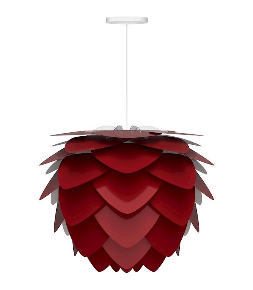 Aluvia Medium Hardwired Pendant in Ruby with White Cord by UMAGE