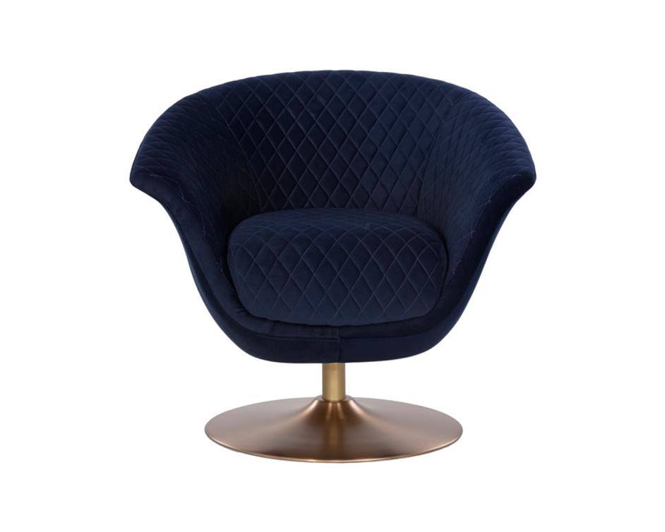 CARINE SWIVEL LOUNGE CHAIR - QUILTED ABBINGTON NAVY by Sunpan