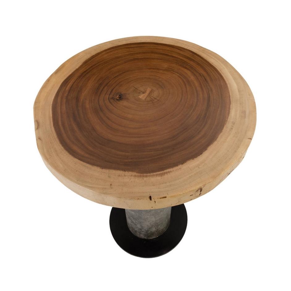 Concrete Bar Table, Chamcha Wood Top, Grey  by PHILLIPS COLLECTION