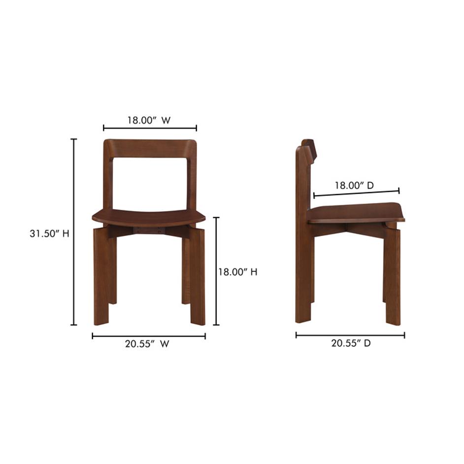 Daifuku Dining Chair Brown – Set Of Two by Moes Home
