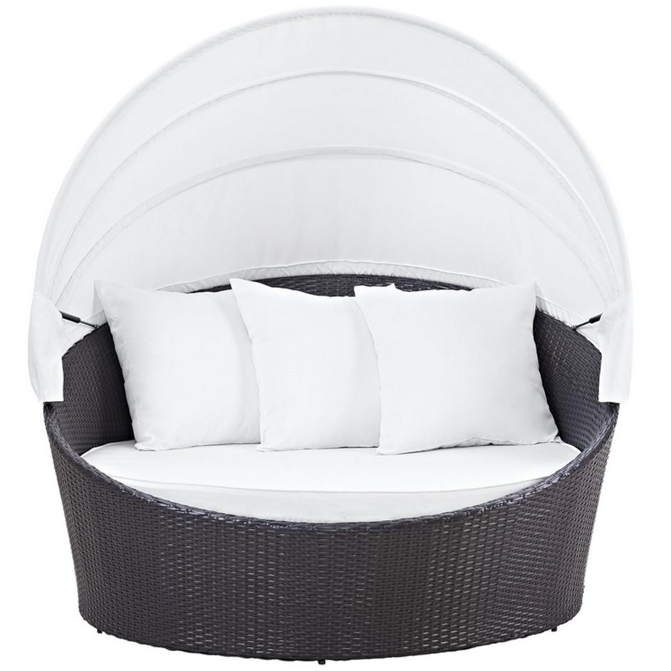Minerva Canopy Outdoor Patio Daybed In Espresso White by Modway Furniture