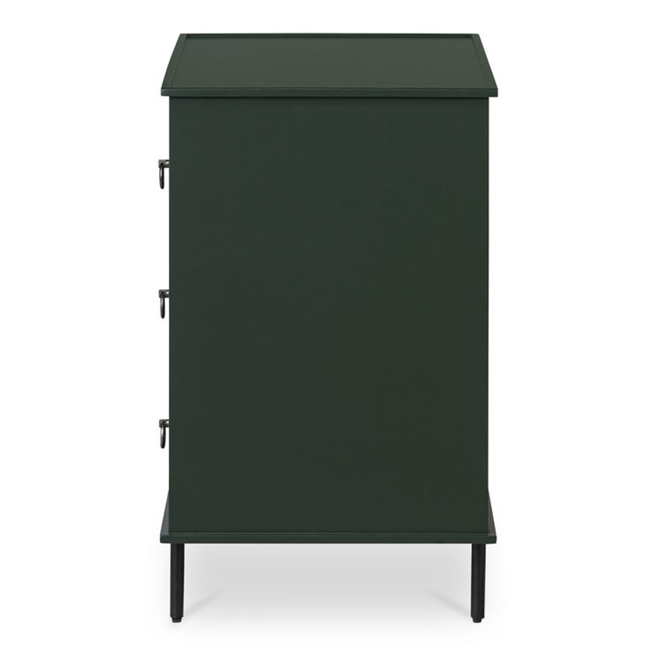 Reagan 3 Drawer Nightstand Deep Green by Moes Home