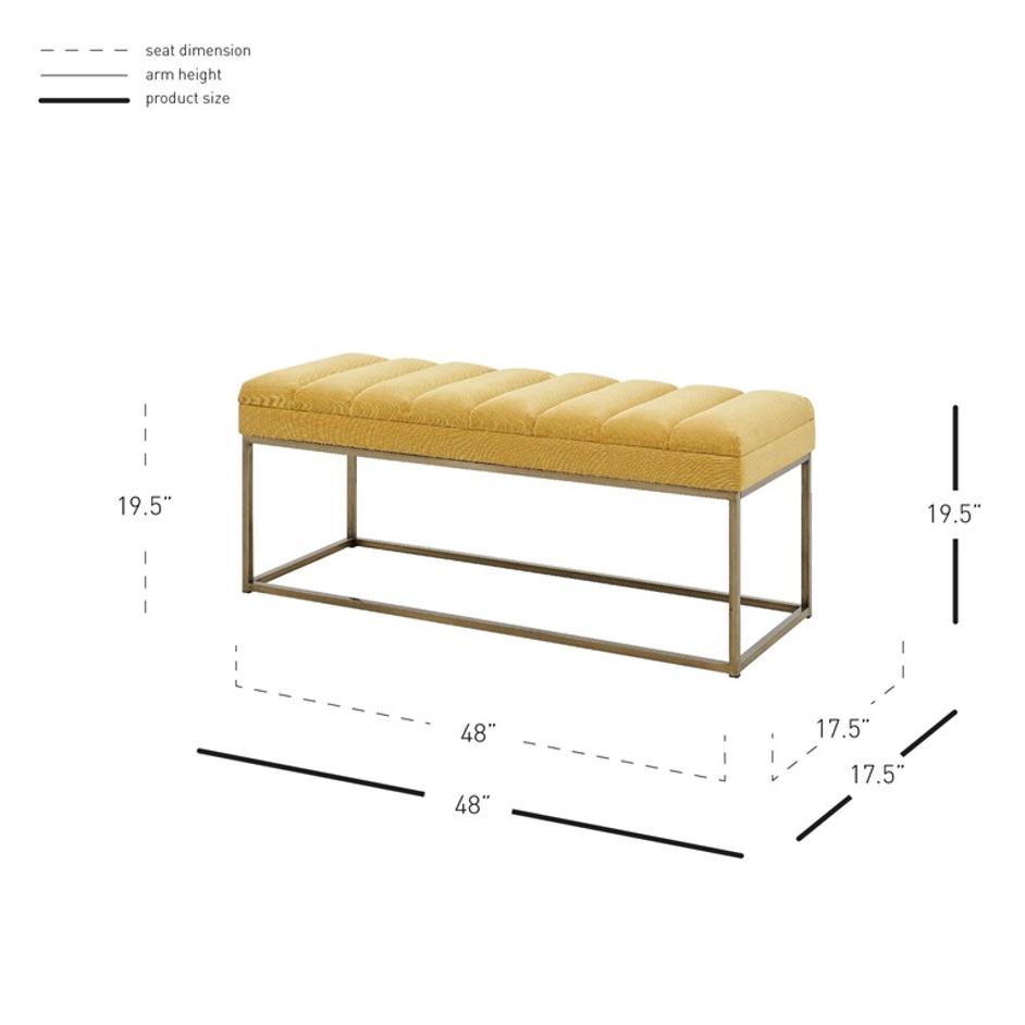 Darius Fabric Bench In Montello Yellow by New Pacific Direct