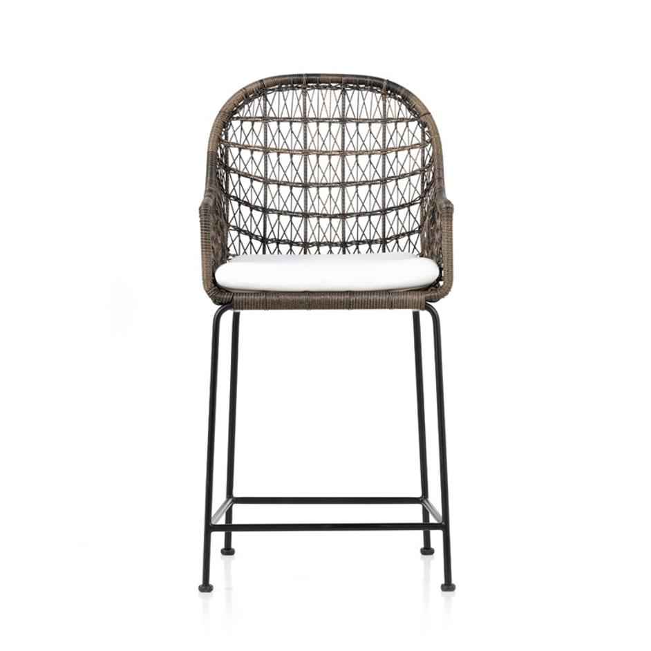 Bandera Outdoor Stool W/Cshn In Grey In Countr by FOUR HANDS