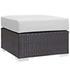 Minerva Outdoor Patio Fabric Square Ottoman In Espresso White by Modway Furniture
