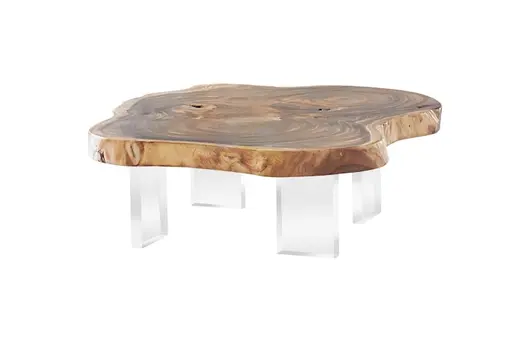 Floating Coffee Table with Acrylic Legs, Natural, Size Varies by PHILLIPS COLLECTION