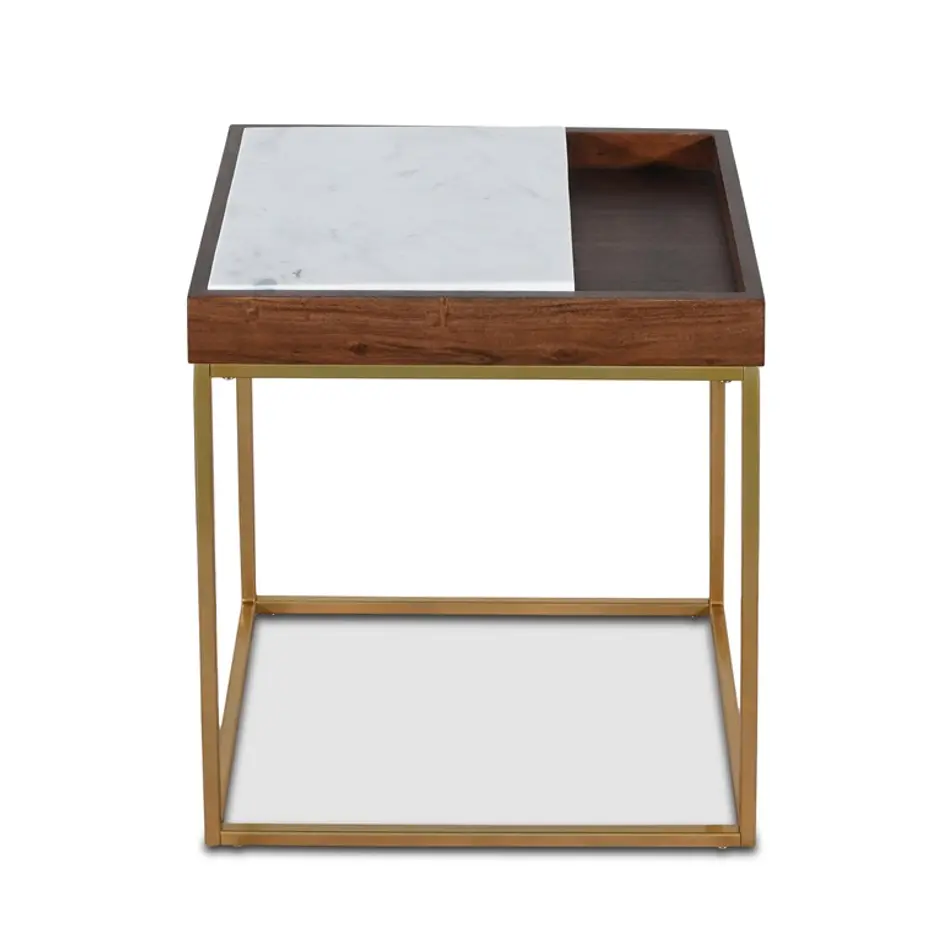 Serene 22" White Marble Side Table by Home Trends & Design