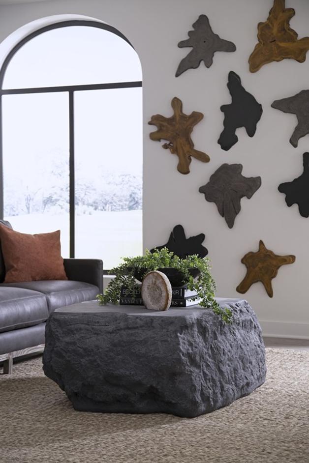 Quarry Coffee Table, Large, Charcoal Stone by Phillips Collection