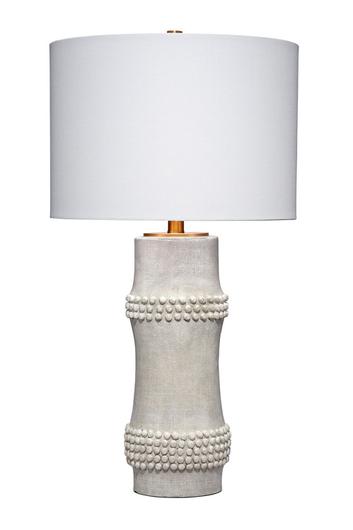 Rail Polyresin Table Lamp with Linen Shade, White by Jamie Young