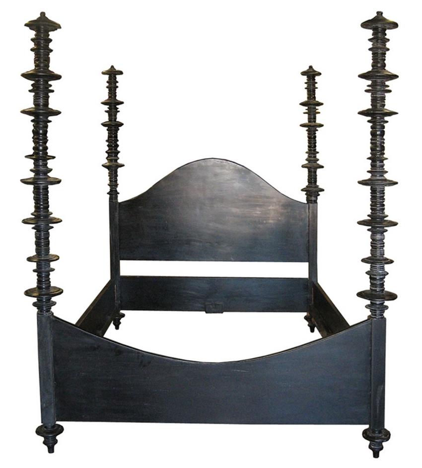 Ferret Cal-King Bed in Hand-Rubbed Black Mahogany by Noir Furniture