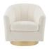 Natasha Faux Shearling Fabric w/ Gold Metal Swivel Accent Arm Chair In Shearling Beige by New Pacific Direct