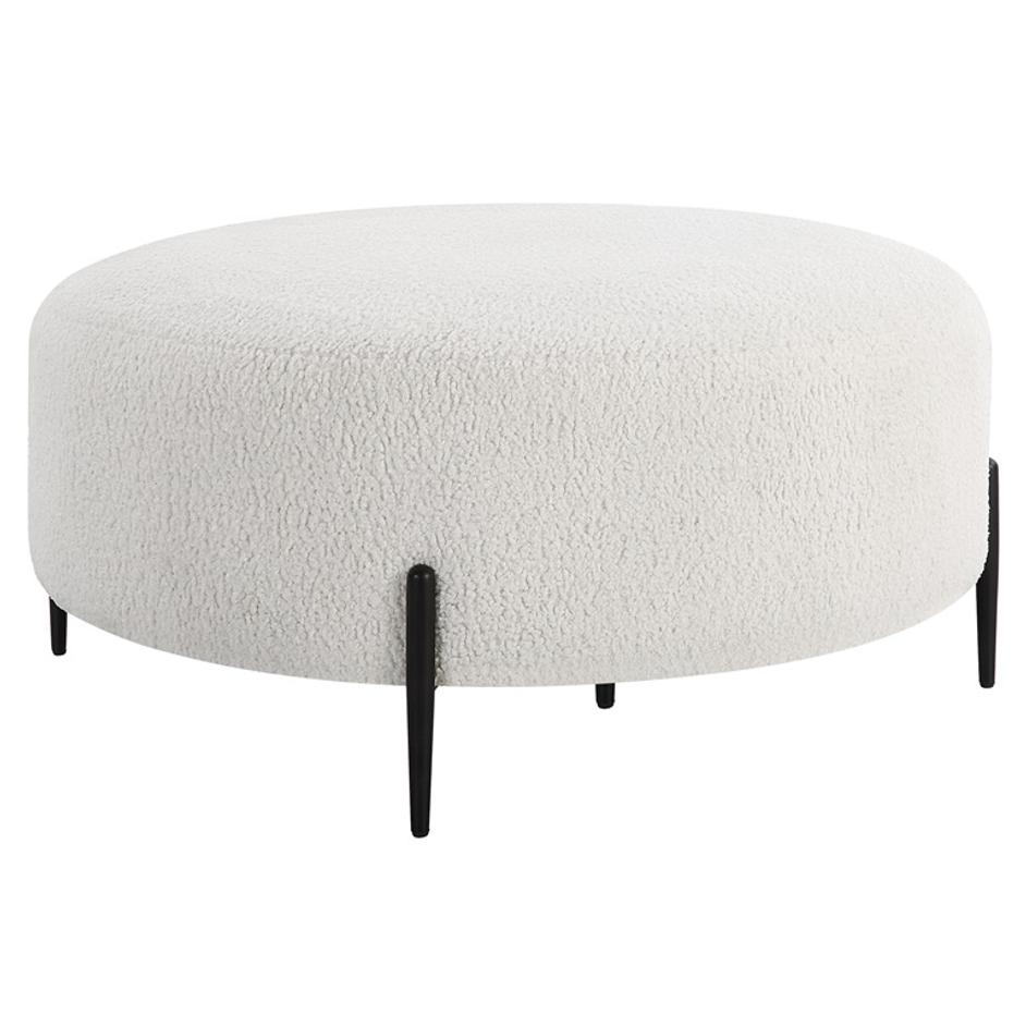 Arles Large Plush White Ottoman by Uttermost