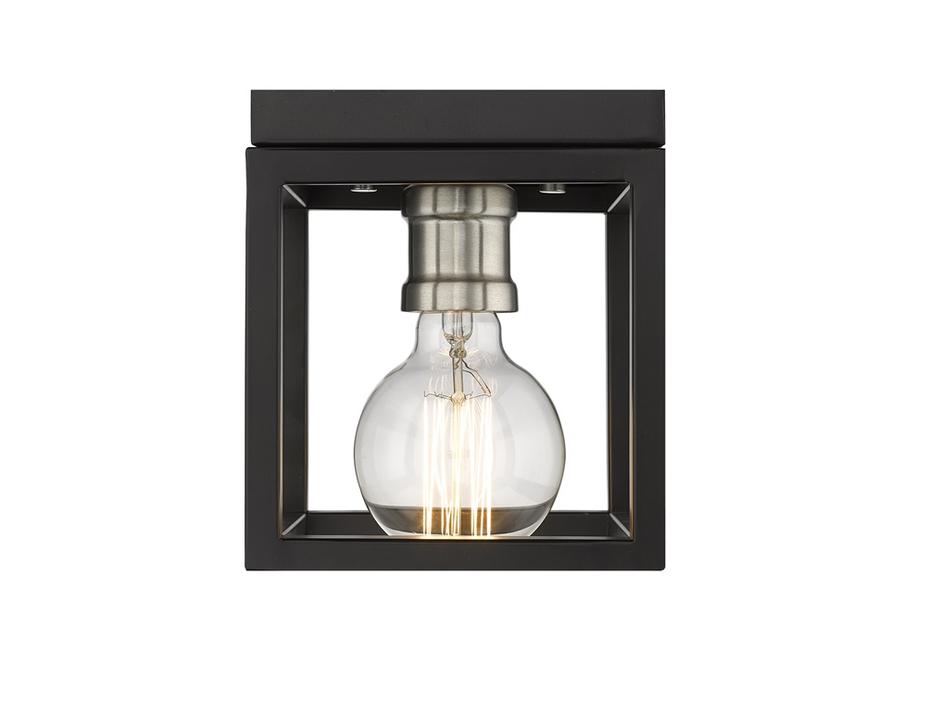 Kube 1 Light Flush Mount in Matte Black + Brushed Nickel Finish by Z-Lite