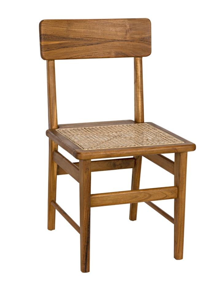 Comet Teak and Caning Chair with Clear Coat Gloss Finish by Noir Furniture