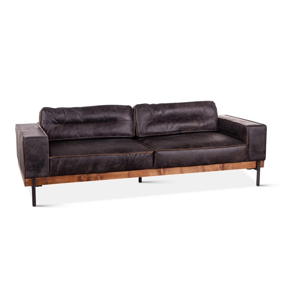 Portofino Leather Sofa Antique Ebony by Home Trends & Design