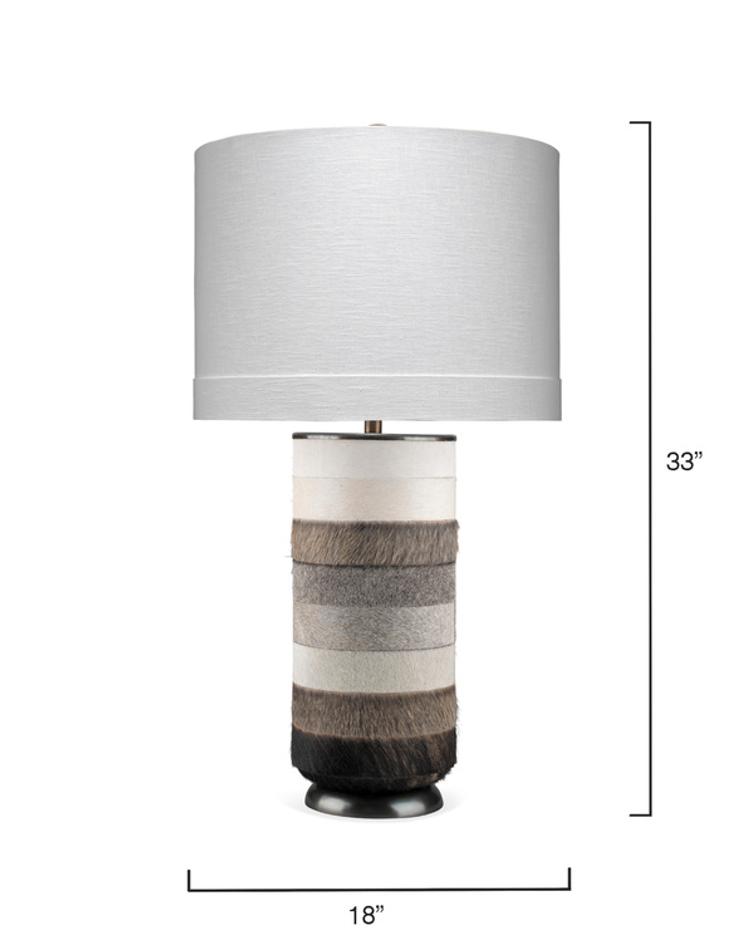 Winslow Hide Table Lamp with Linen Shade, Grey and White by Jamie Young