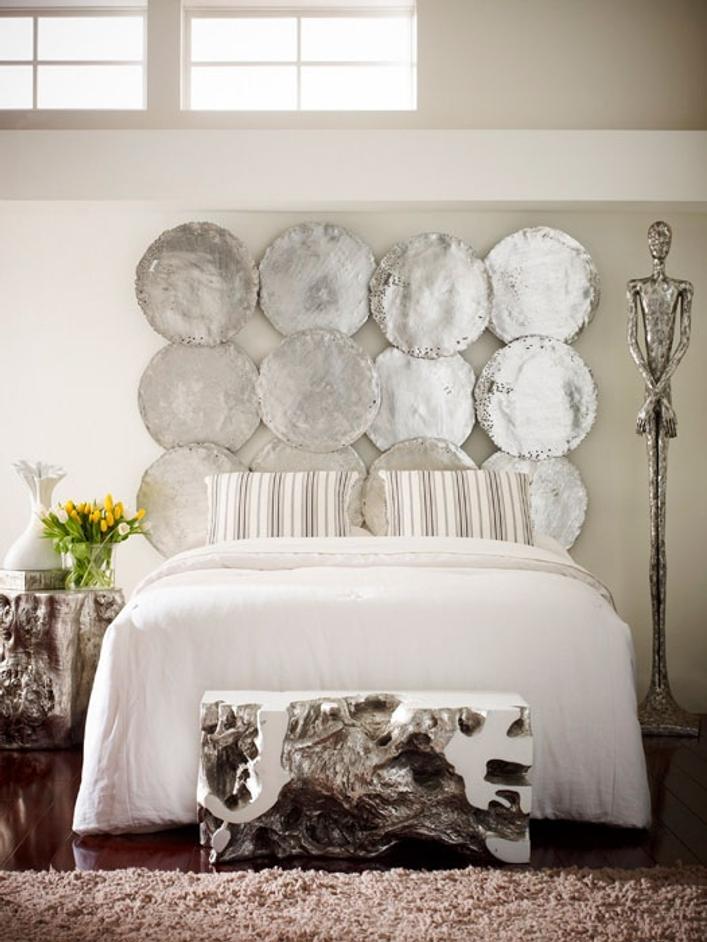 Freeform Bench, White, Silver Leaf, SM by PHILLIPS COLLECTION