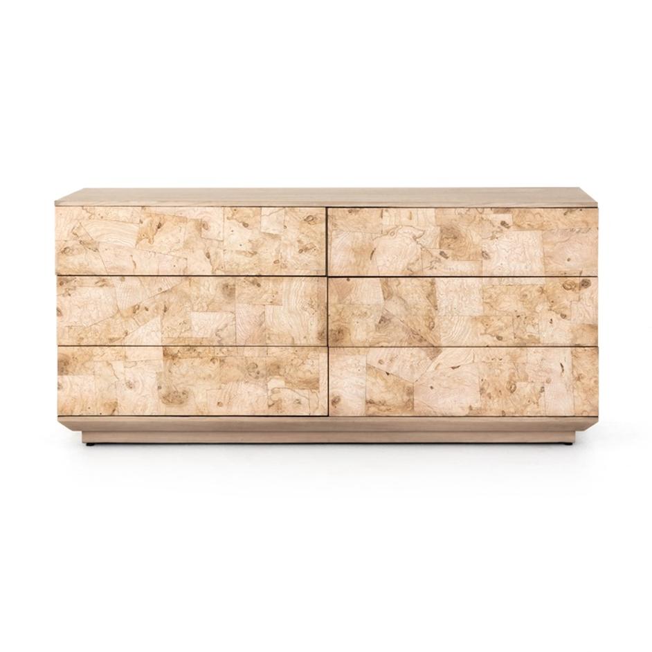 Journey 6 Drawer Dresser In Bleached Burl by FOUR HANDS