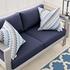 Nantucket Sunbrella® Fabric Aluminum Outdoor Patio Loveseat In Silver Navy by Modway Furniture