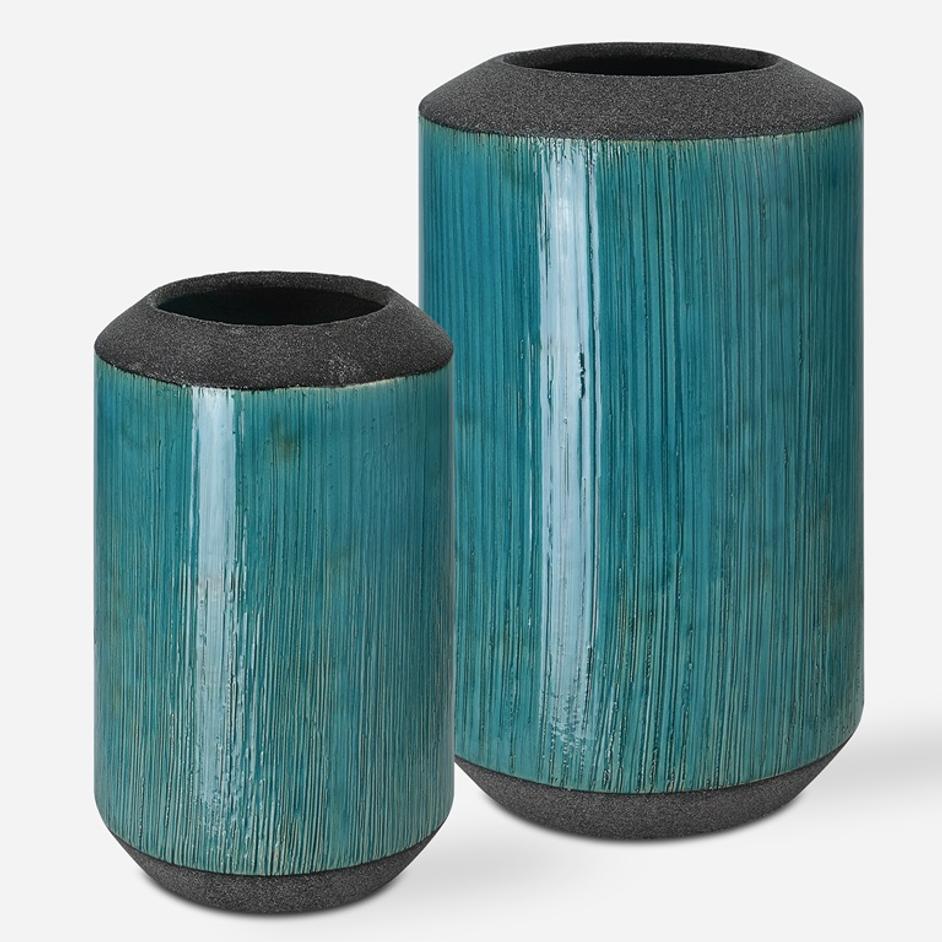 Maui Aqua Blue Vases, S/2 by Uttermost
