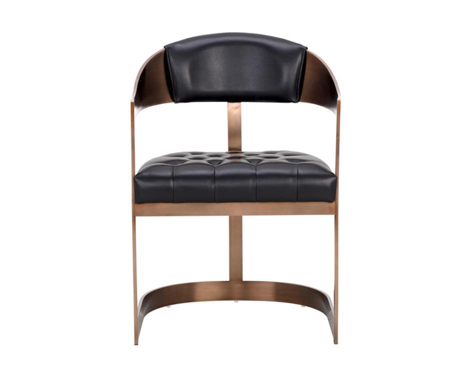 BEAUMONT DINING ARMCHAIR - ANTIQUE BRASS - CANTINA BLACK by Sunpan