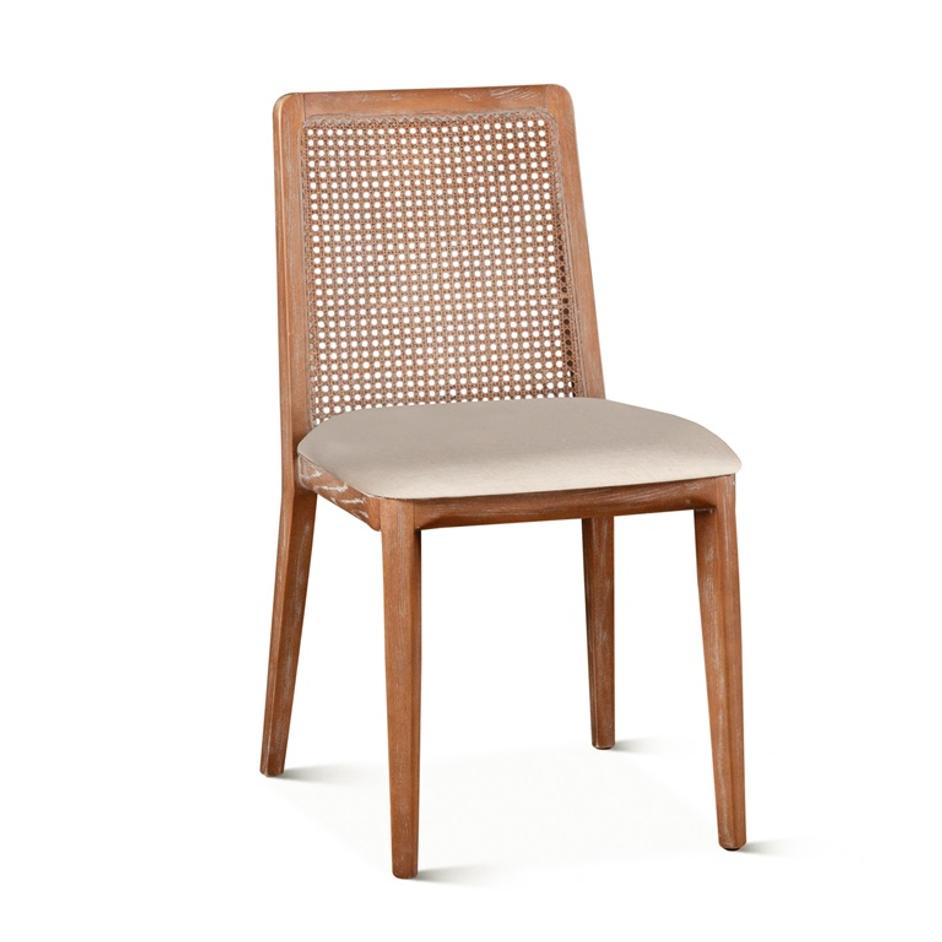 Simone 30" Upholstered Off-White Cane Back Dining Chair by Home Trends & Design