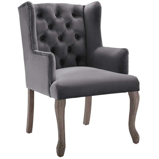 Combest French Vintage Dining Performance Velvet Armchair In Gray by Modway Furniture