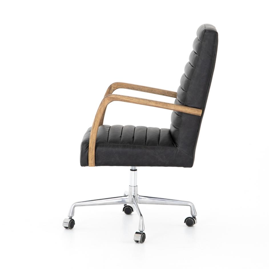 Bryson Traditional Channeled Desk Chair In Smoke by FOUR HANDS