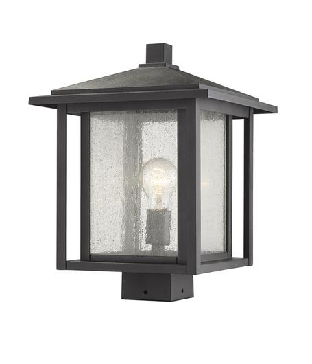 Aspen 1 Light Outdoor Post Mount Fixture in Black Finish by Z-Lite