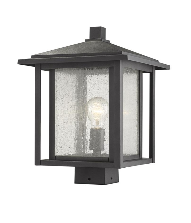 Aspen 1 Light Outdoor Post Mount Fixture in Black Finish by Z-Lite