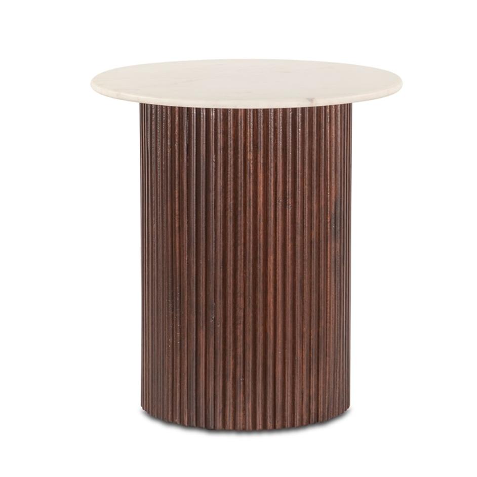Amalfi 22" Mango Wood and White Marble Side Table by Home Trends & Design