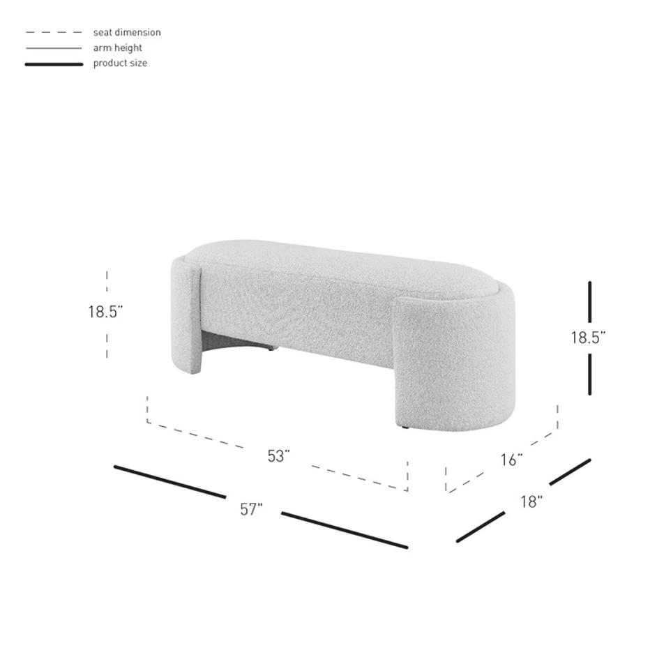 Felicia Fabric Bench, Boucle Beige by New Pacific Direct