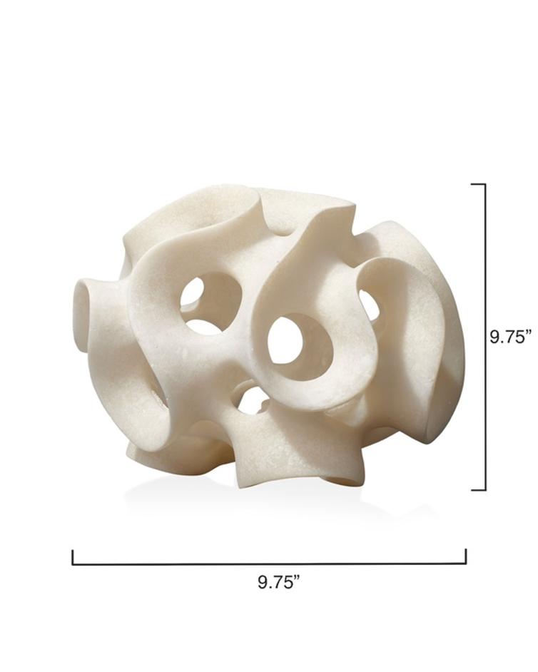 Ribbon Resin Decorative Sphere, White by Jamie Young