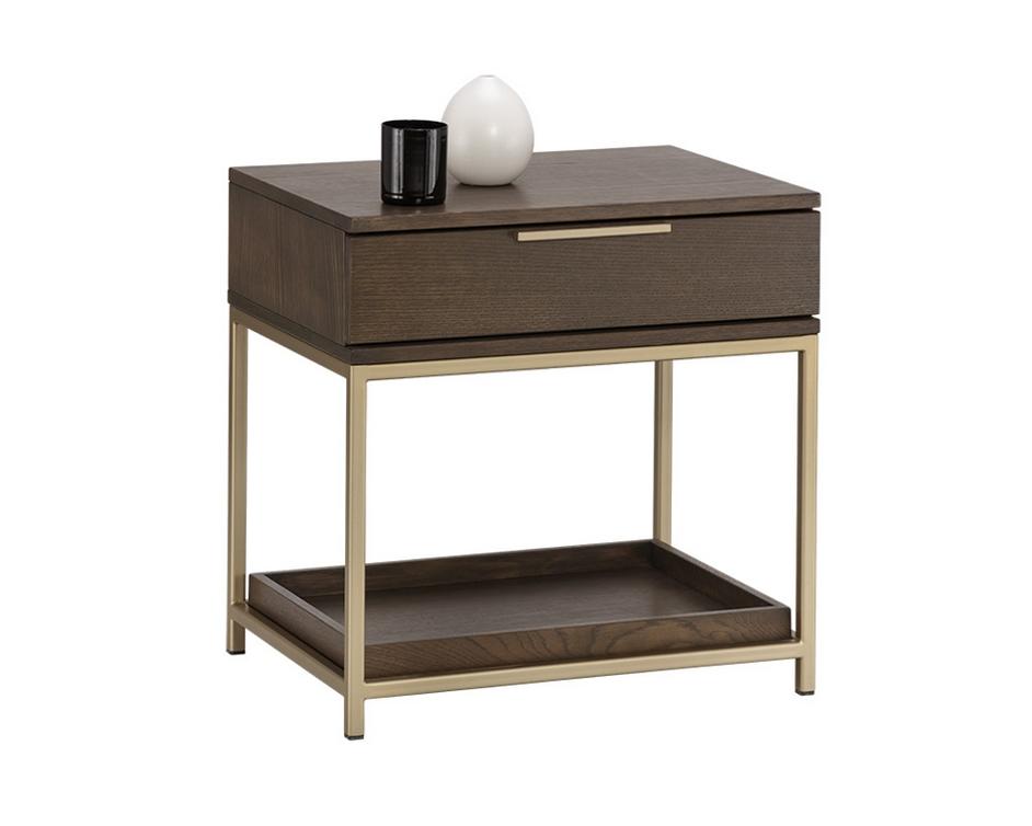Rebel Nightstand - Gold - Raw Umber by Sunpan