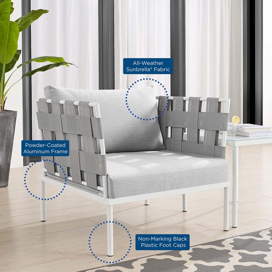 Concord Sunbrella® Outdoor Patio Aluminum Armchair In Gray Gray by Modway Furniture