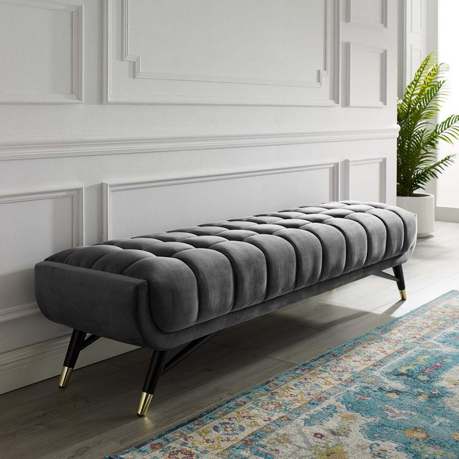 Scholar Performance Velvet Bench In Gray by Modway Furniture