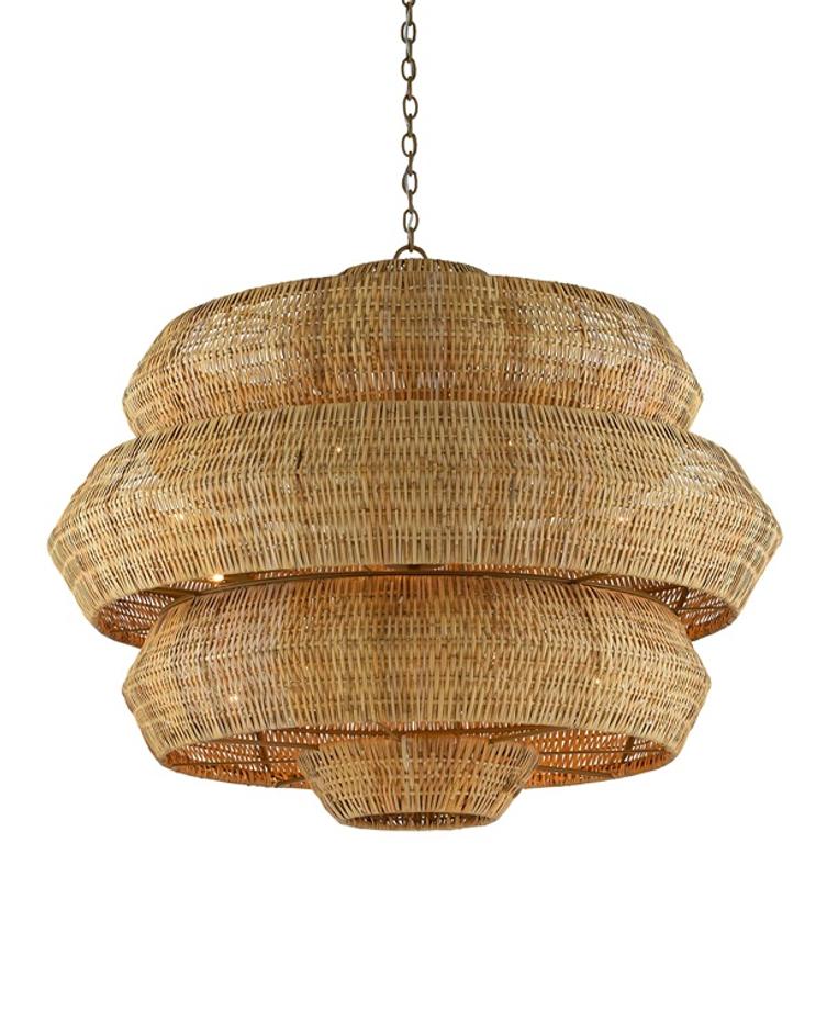 Antibes Grande Chandelier In Khaki & Natural by Currey & Company