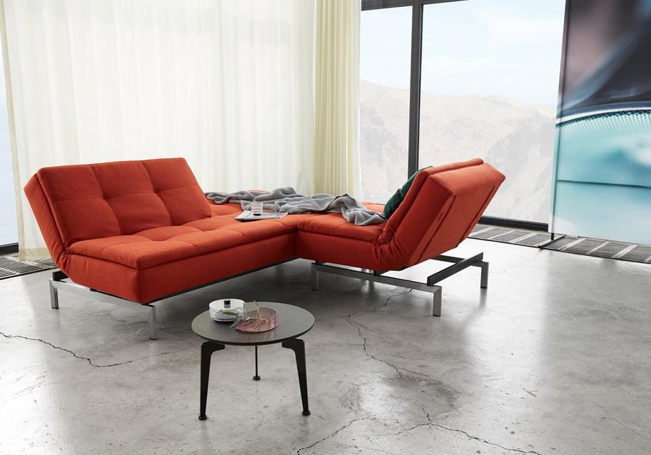 DUBLEXO SLEEPER SOFA in ELEGANCE PAPRIKA FABRIC WITH Stainless Steel LEGS 506 by INNOVATION USA