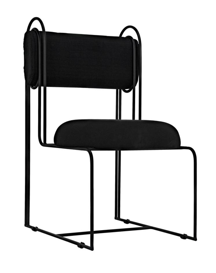 Daisy Metal Chair in Black Cotton by Noir Furniture