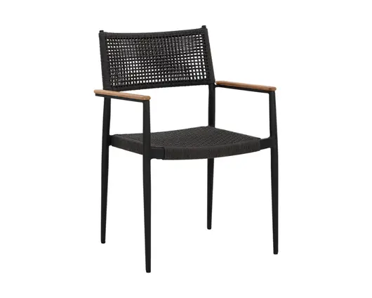NAVA STACKABLE DINING ARMCHAIR - BLACK by Sunpan