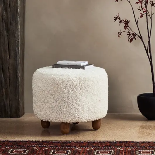 Aniston Ottoman In 21" In Andes Natural by FOUR HANDS