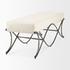 Ayla 55L x 17.6W x 18H Cream Fabric Seat W/ Antique Nickel Frame Bench by Mercana