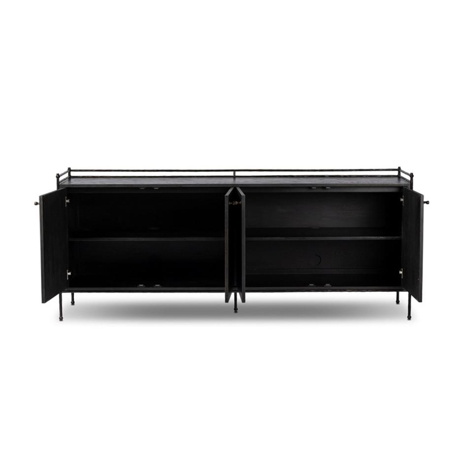Afton Sideboard In Charcoal Oak And Charcoal Oak Veneer And Smooth Hammered Bronze by Four Hands