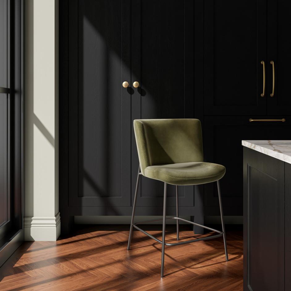 Early Counter Stool Faux Green Mohair by Moes Home