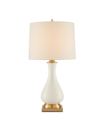 Lynton Cream Table Lamp In Cream Crackle & Brass by Currey & Company