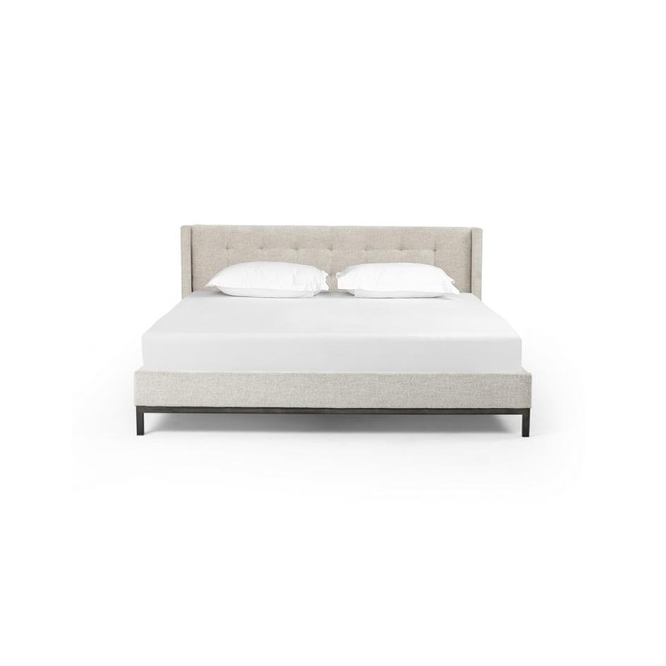 Newhall King Bed In Plushtone Linen by FOUR HANDS